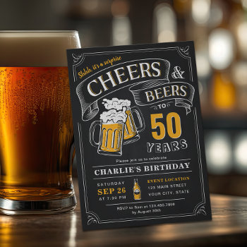 Any Age Cheers And Beers Surprise Birthday Invitation by AvaPaperie at Zazzle