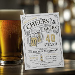 Any Age Cheers And Beers Surprise Birthday Invitation<br><div class="desc">Stylish cheers and beers to 40 years typography design in black,  white and yellow,  Custom it with your own party information,  fun and unique,  great for surprise any age adult birthday invitation for men or women,  or anniversary party invitations for any occasion.</div>