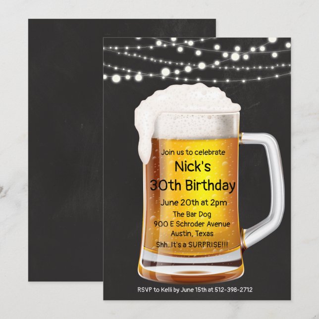 ANY AGE - Cheers & Beers Birthday Invitation (Front/Back)