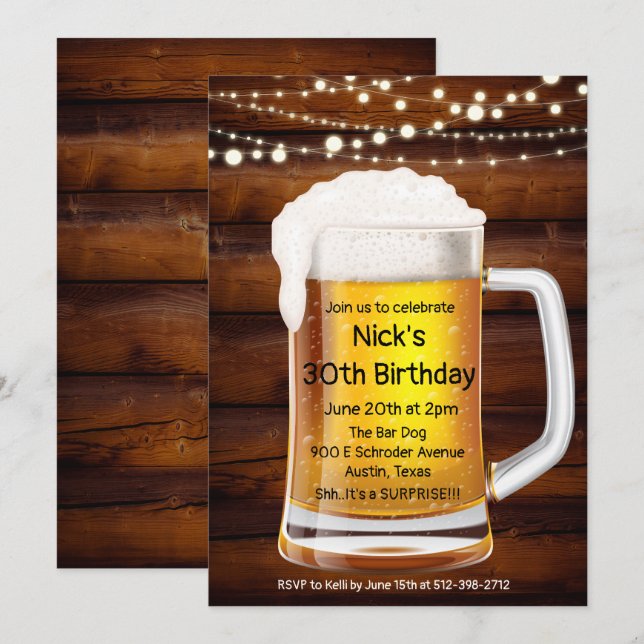 ANY AGE - Cheers & Beers Birthday Invitation (Front/Back)