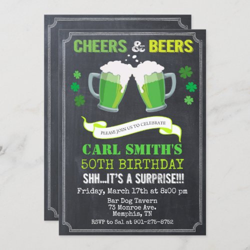 ANY AGE _ Cheers  Beers Birthday Invitation