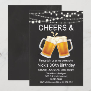 ANY AGE - Cheers & Beers Birthday Invitation