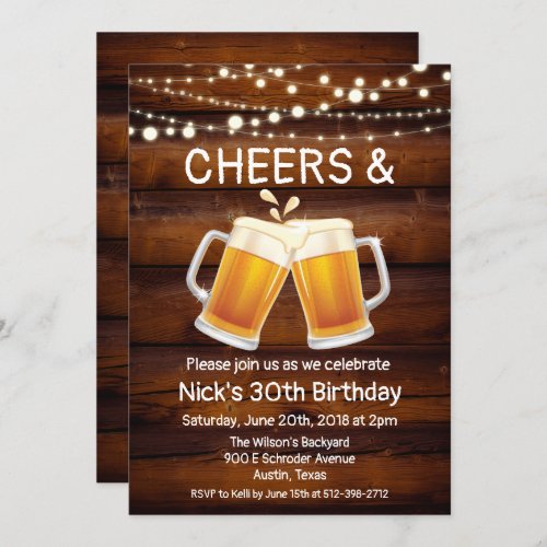 ANY AGE _ Cheers  Beers Birthday Invitation