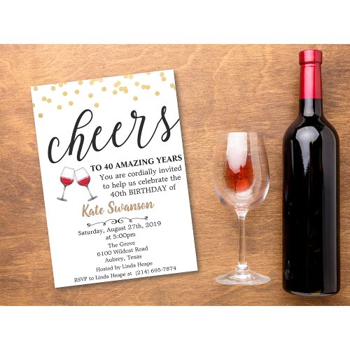 ANY AGE _ Cheers Wine Birthday Invitation