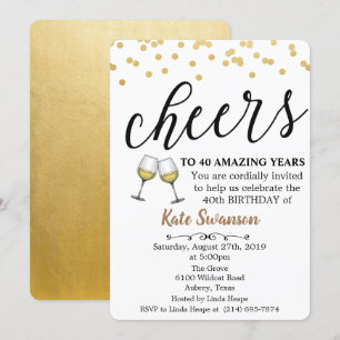 ANY AGE - Cheers Wine Birthday Invitation