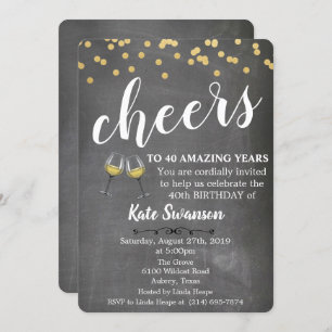 ANY AGE - Cheers Wine Chalk Birthday Invitation