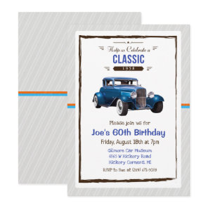 ANY AGE - Classic Car Vintage Birthday Invitation