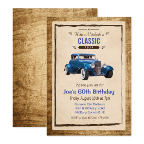 ANY AGE - Classic Car Vintage Birthday Invitation