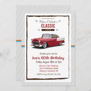 ANY AGE - Classic Car Vintage Birthday Invitation
