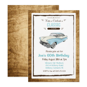ANY AGE - Classic Car Vintage Birthday Invitation