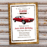 ANY AGE - Classic Car Vintage Birthday Invitation