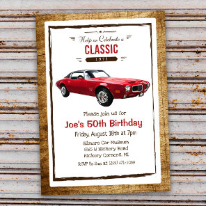 ANY AGE - Classic Car Vintage Birthday Invitation