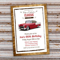 ANY AGE - Classic Car Vintage Birthday Invitation