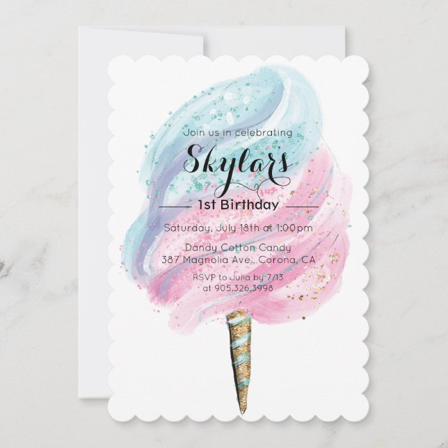 ANY AGE / COLOR - Cotton Candy Birthday Invitation (Front)