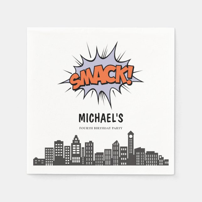 Any Age Comics Book Superhero Birthday Napkins (Front)