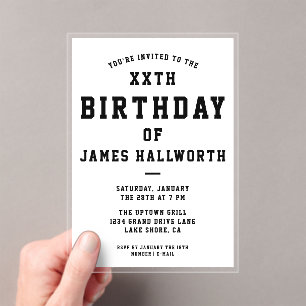 ANY AGE Cool Birthday Invitation Black & White