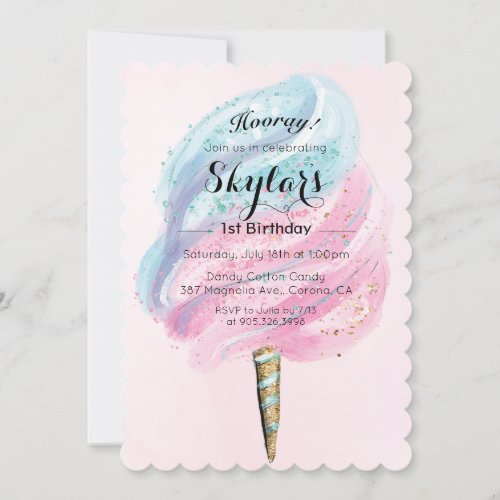 ANY AGE _ Cotton Candy Birthday Invitation