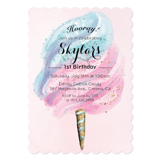 any age cotton candy birthday invitation zazzle com