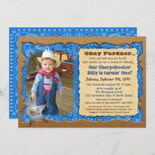 ANY AGE - Cowboy Birthday Photo Invitation