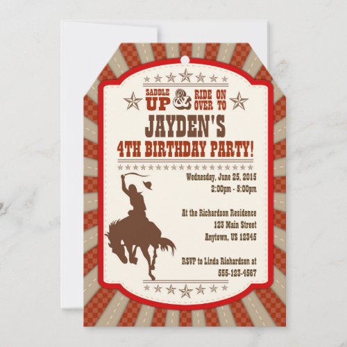 Any Age Cowboy Rodeo Birthday Party Invitation