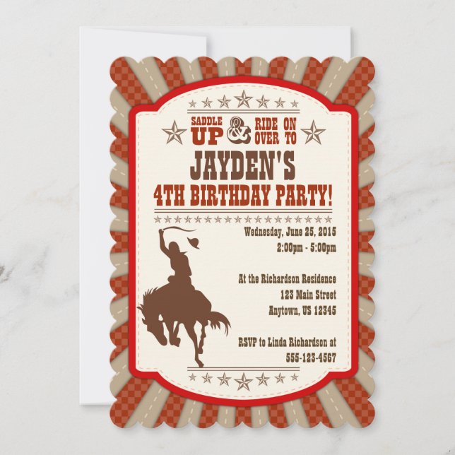 Any Age Cowboy Rodeo Birthday Party Invitation (Front)