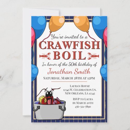 Any Age Crawfish Boil Birthday Party Invitation