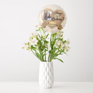 Any Age Custom Cream Gold Birthday Photo Balloon