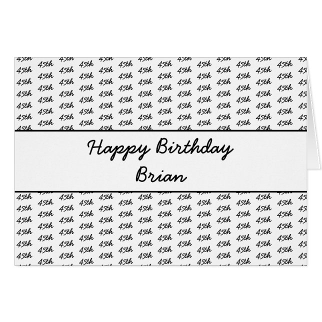 Any Age Custom Number Pattern - Black/White Cards (Front Horizontal)