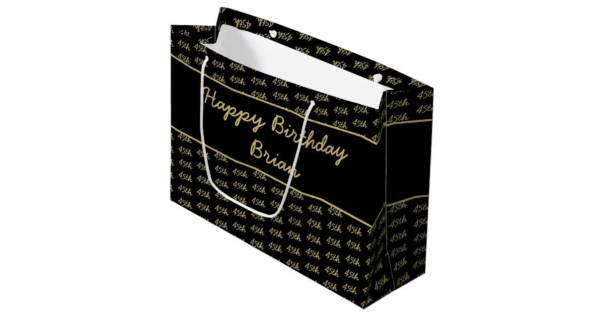 Any Age Custom Number Pattern Gold And Black Large Gift Bag Zazzle Com