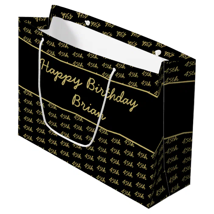 Any Age Custom Number Pattern Gold And Black Large Gift Bag Zazzle Com