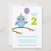 Any Age Cute Owl Baby or Toddler Boys Birthday Invitation (Front)