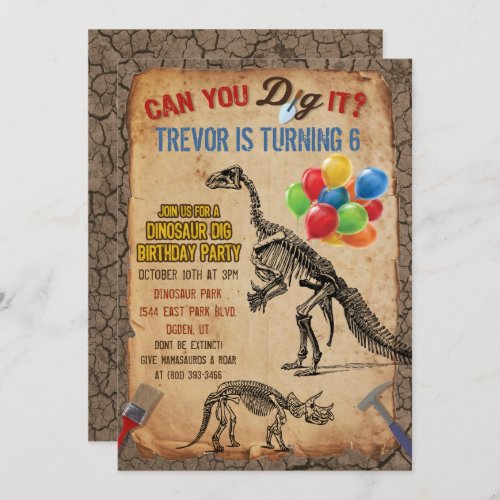 ANY AGE _ Dinosaur Dig Birthday Party Invitation