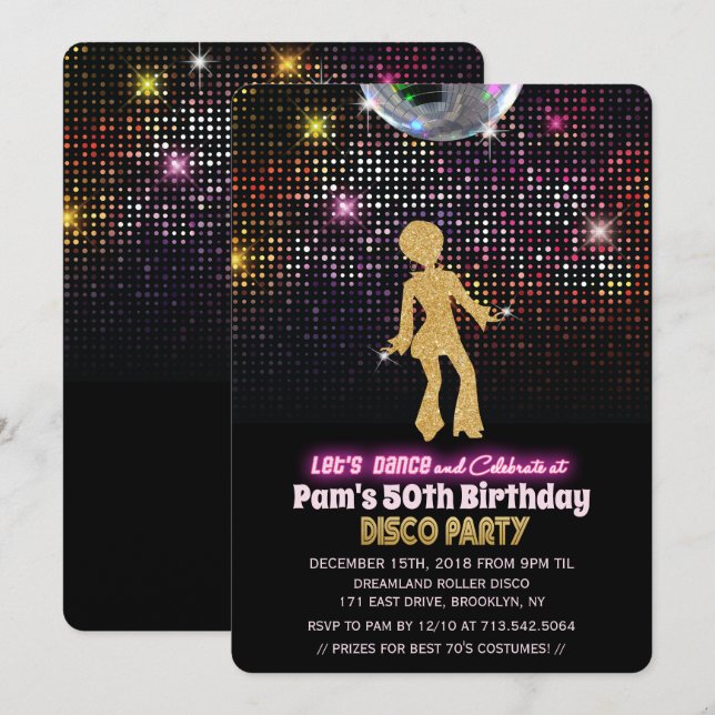 ANY AGE - Disco Birthday Party Invitation (Front/Back)