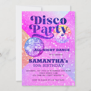 Any age disco dance birthday party invitation