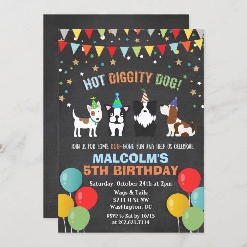 ANY AGE _ Dog Puppy Birthday Chalk Invitation