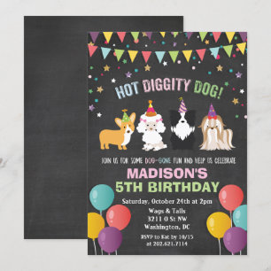 ANY AGE - Dog Puppy Birthday Chalk Invitation