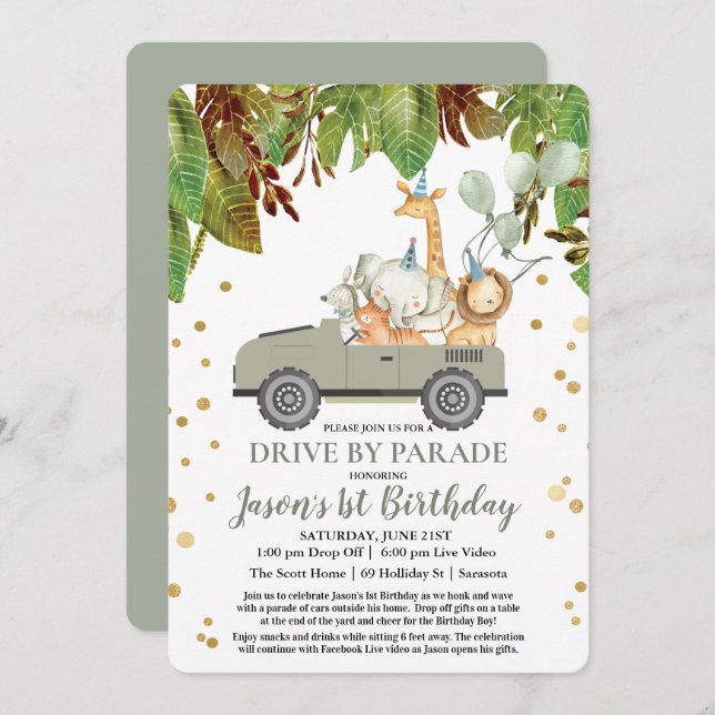 ANY AGE - Drive By Virtual Boy Birthday Party Invitation (Front/Back)