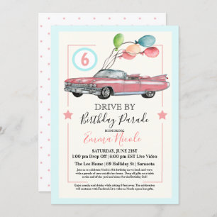 ANY AGE - Drive By Virtual Girl Birthday Party Invitation