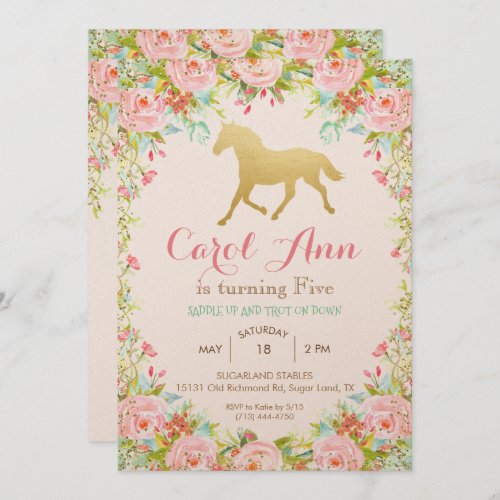 ANY AGEEVENT _ Horse Floral Invitation