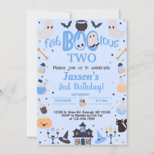 ANY AGE fab-boo-lous Halloween boy blue invite. Invitation