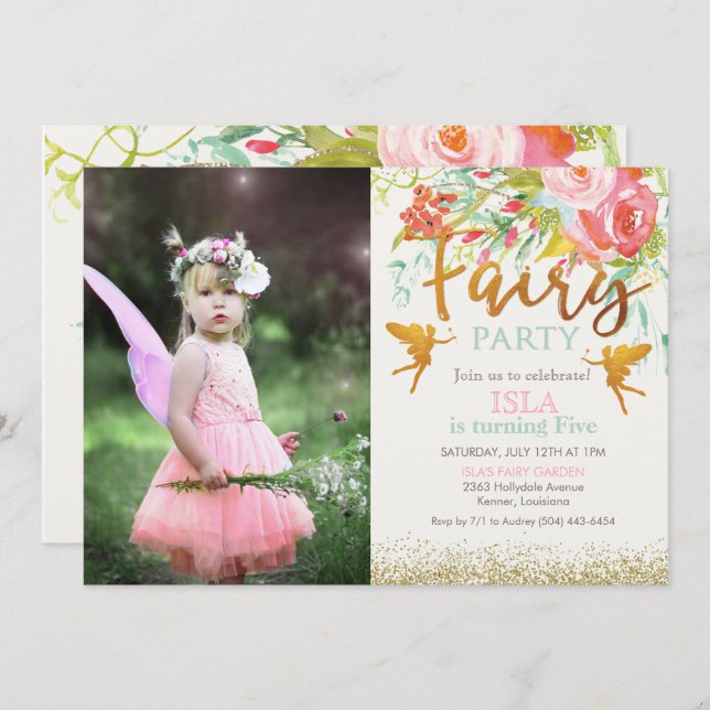 ANY AGE - Fairy Party Birthday Invitation (Front/Back)