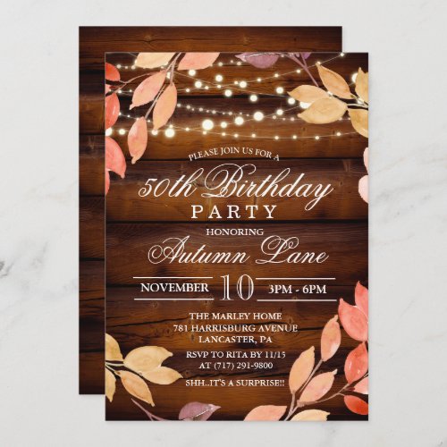 ANY AGE _ Fall Adult Birthday Party Invitation