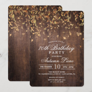 ANY AGE - Fall Falling Leaves Birthday Invitation