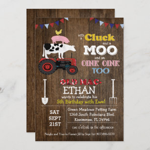 ANY AGE - Farm Animal Barnyard Birthday Invitation