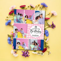 Any Age Feminine Pink 7 Photo Collage Birthday