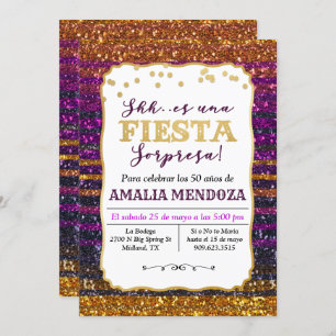 ANY AGE - Fiesta Birthday Glitter Invitation