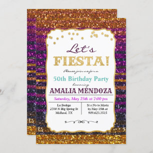 ANY AGE - Fiesta Birthday Glitter Invitation