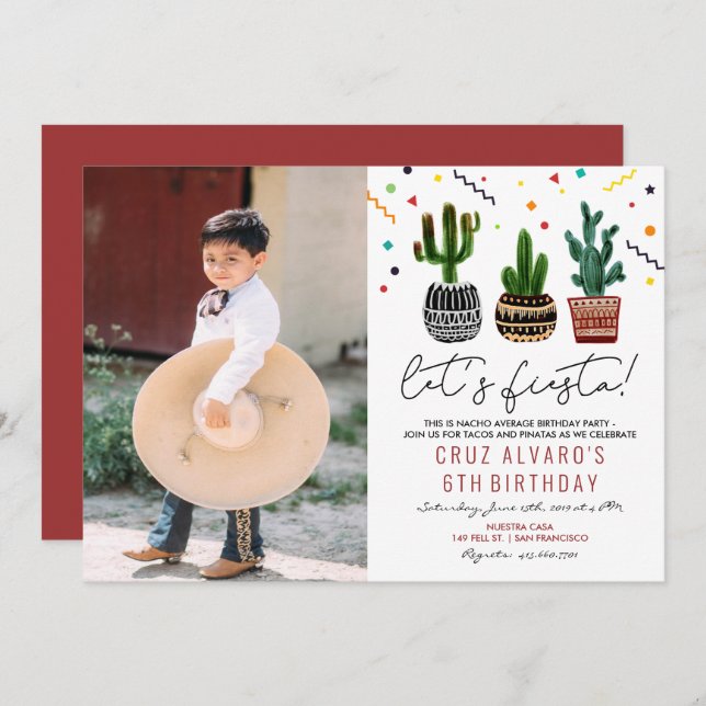ANY AGE - Fiesta Cactus Birthday Invitation (Front/Back)