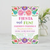 ANY AGE - Fiesta Floral Birthday Invitation (Standing Front)