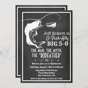 ANY AGE - Fishing Birthday Chalkboard Invitation